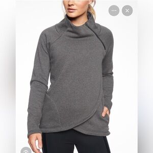 Athleta Cozy Karma Asym Pullover, Charcoal, small